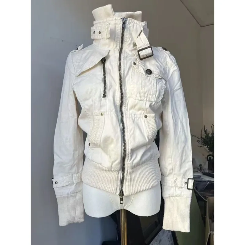 American Vintage Slim Short Coats Outwear Jacket Chic Autumn 2000s Gothic Punk Black Jackets Women Casual Y2k Clothing Elegant