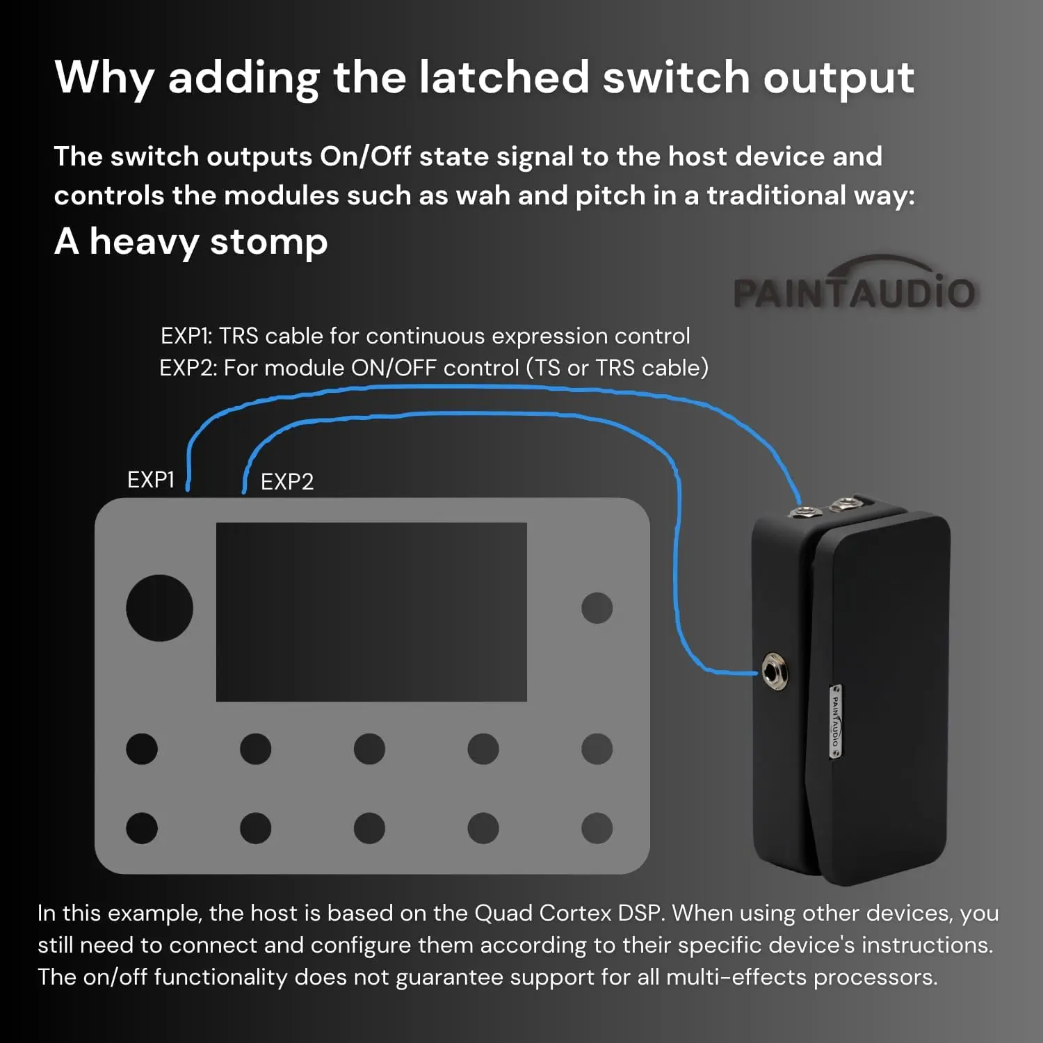 PAINTAUDIO Paint Audio Foot Captain-SWL/SWM Dual Outputs Expression Pedal Multi-effects Compatible for Tip/Ring Connection