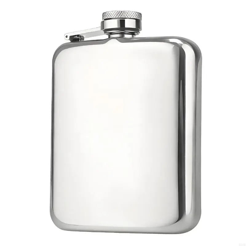 Stainless Steel Liquor Flask Square Whiskeys Flask with Screw Cap Attached Arm for Home Bar Travel Camping Gatherings and B03E