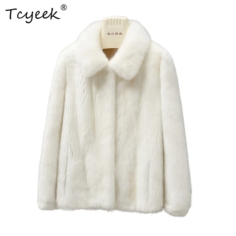 Tcyeek Natural Whole Mink Fur Coat Winter Jacket for Women Clothing Fashion Womens Coats Korean Short Style Warm Пальто Женское