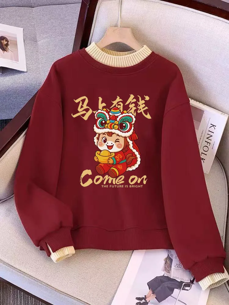 

Утепленная флисовая толстовка с капюшоном для женщин, модный зимний топ, винно-красная с вышивкой, праздничная одежда, повседневный уличный стиль, свитшот