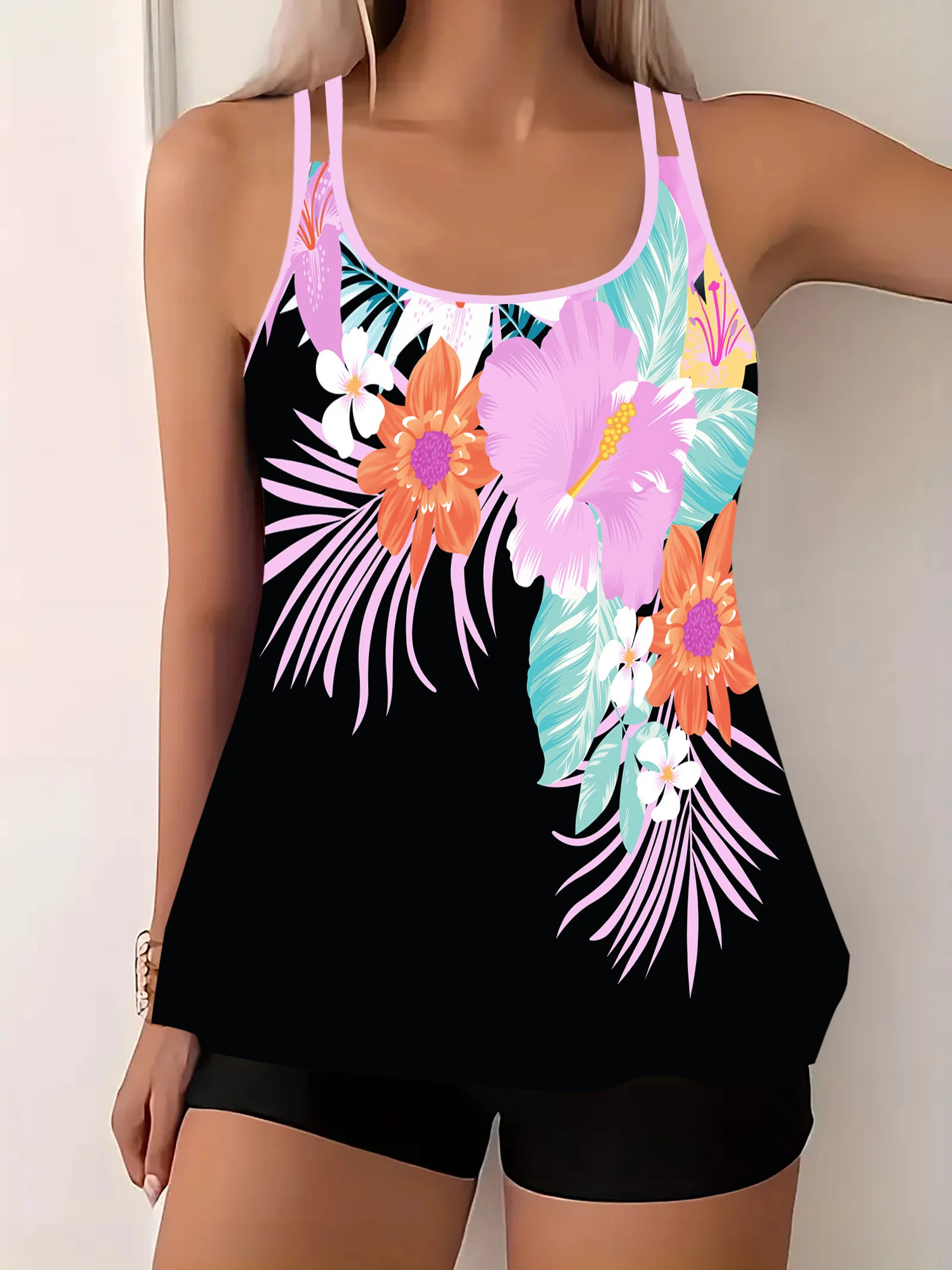 Two-piece Bikini Swimsuit for Women Summer Sexy Tankini  Patchwork Multi-Color Sexy Bikini  Vacation Swimsuit Summer Beachwear