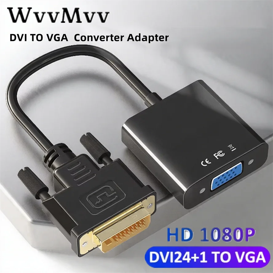 Adaptador Full HD 1080P DVI a VGA DVI-D macho a VGA hembra adaptador 24 + 1 convertidor de Cable de 25 pines a 15 pines para proyector de Monitor de PC
