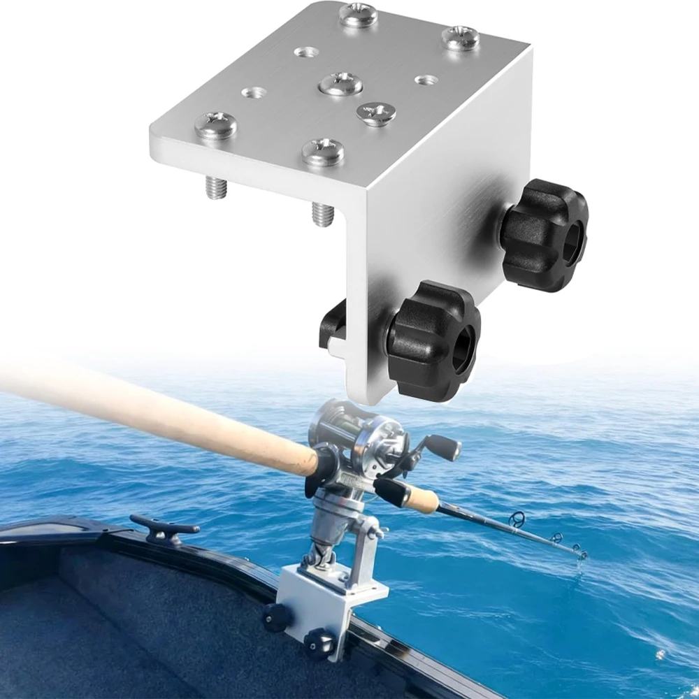 

90° Boat Gunnel Track Mount Bracket for Rod Holders, Downriggers, Fish Finders & Marine Accessories, Aluminum Mounting Base