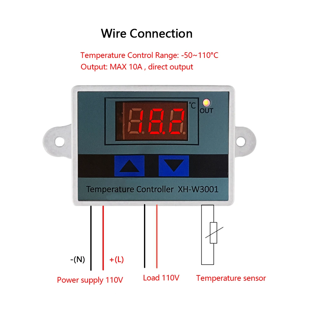 AC 220V 12V 24V 10A -50~110C Intelligent Digital Thermostat LED Temperature Controller Regulator Switch For Incubator NTC Sensor