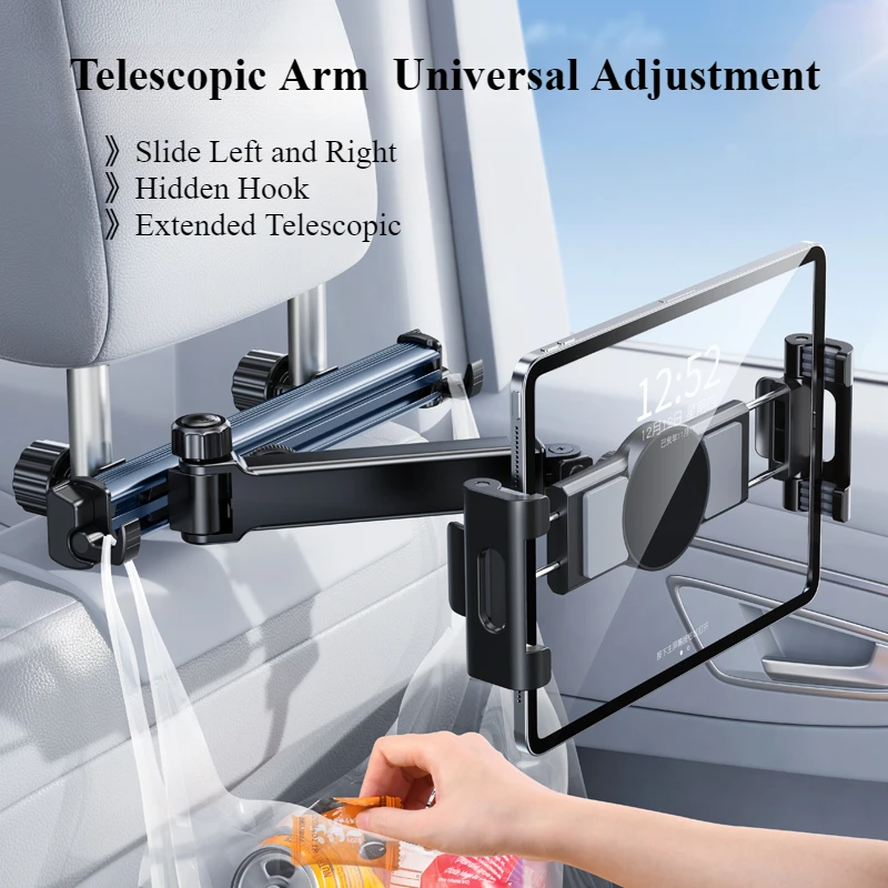 

Hipacool Telescopic Car Phone Holder Tablet Seat Rear Headrest Adjustable Magneitc Car Phone Bracket for Device 5.6-11.8 Inch