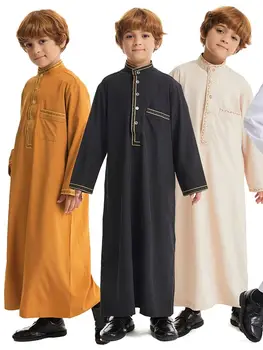 Eid abayas สำหรับสวดมนต์เสื้อผ้าเด็กมุสลิมชุดเดรสเคบายาไก่งวงอาหรับอิสลามเสื้อคลุมมุสลิม