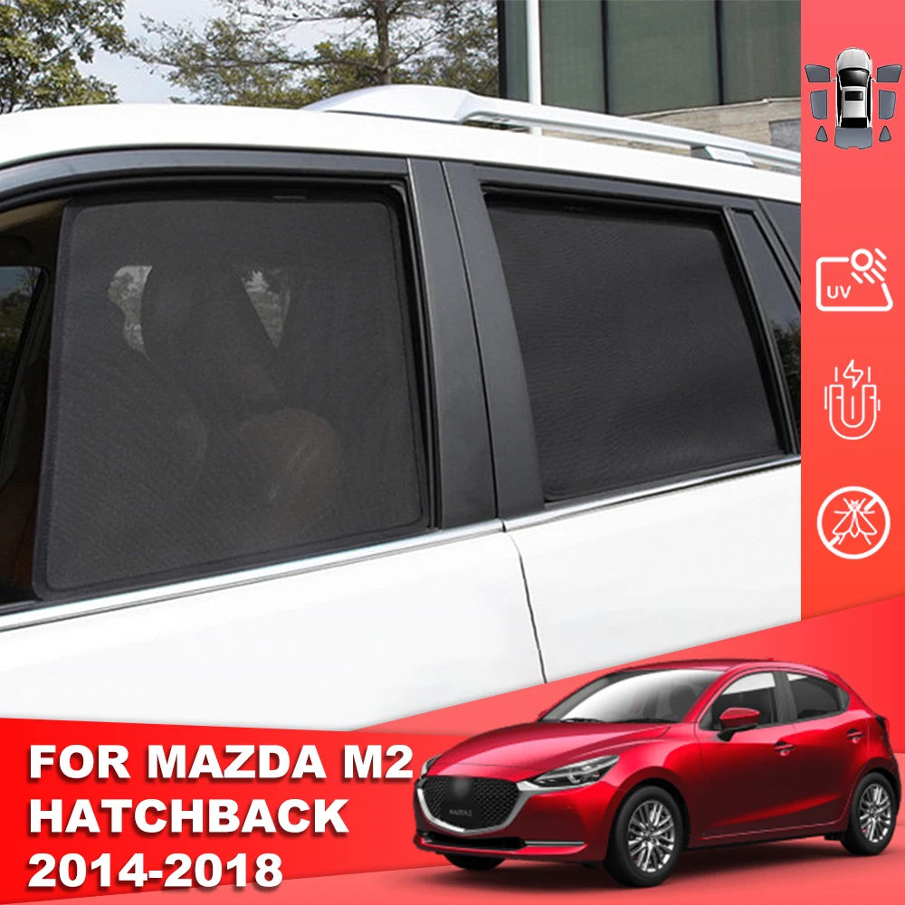 For Mazda 2 Demio MK3 Mazda2 2014-2024 Magnetic Car Sunshade Shield Front Windshield Curtain Rear Side Baby Window Sun Shade