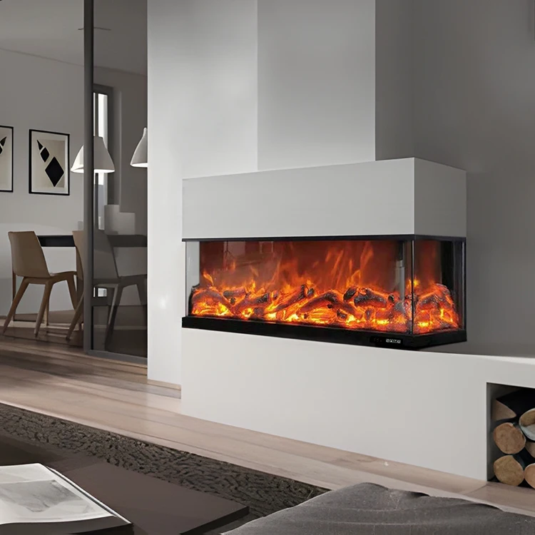 Three-sided Multifunctional Decorative Multi-flame Color-changing Heated With 6 Colors Led Light Electronic Fireplace