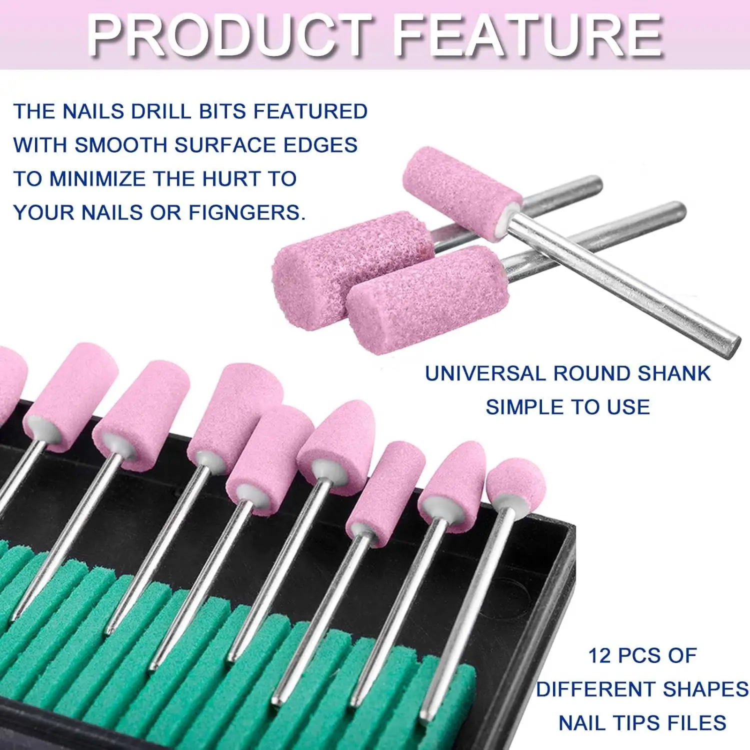 YIKOOLIN 12/30pcs Snijders Voor Manicure Machine Quartz Scrub Steen Wol Nail Boor Rotary Burr Slijpmolen Pedicure kit