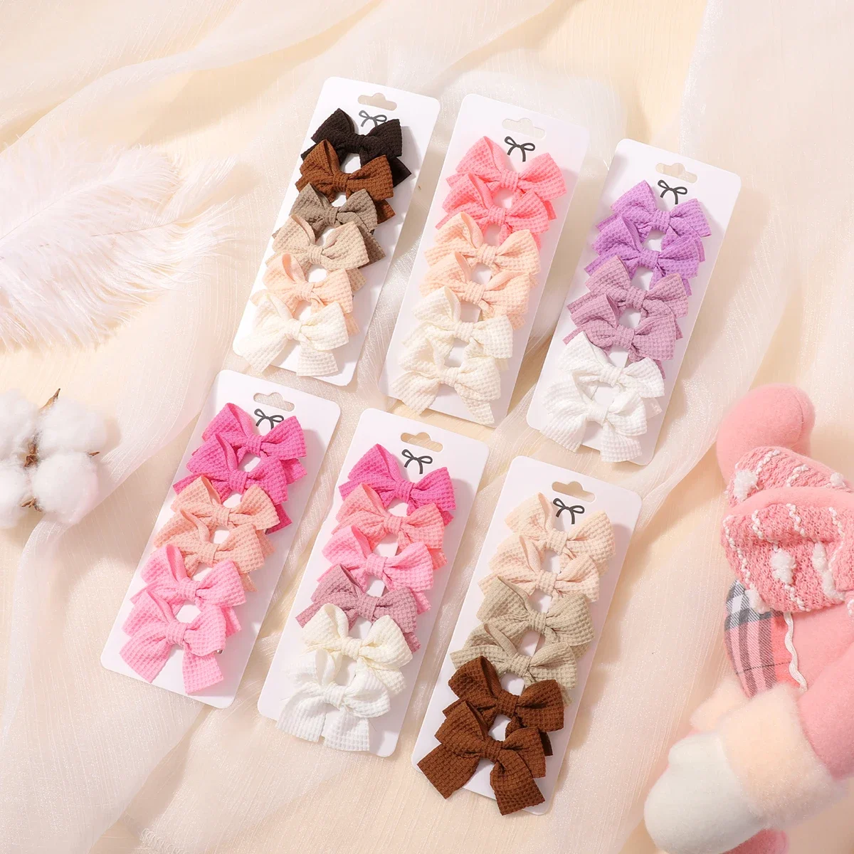 RAINBOW BOWS 6Pcs Cute Solid Ribbon Bowknot Hair Clips for Kids Girls Sweet Bows Hairpin Barrettes Hair Accessories Wholesale