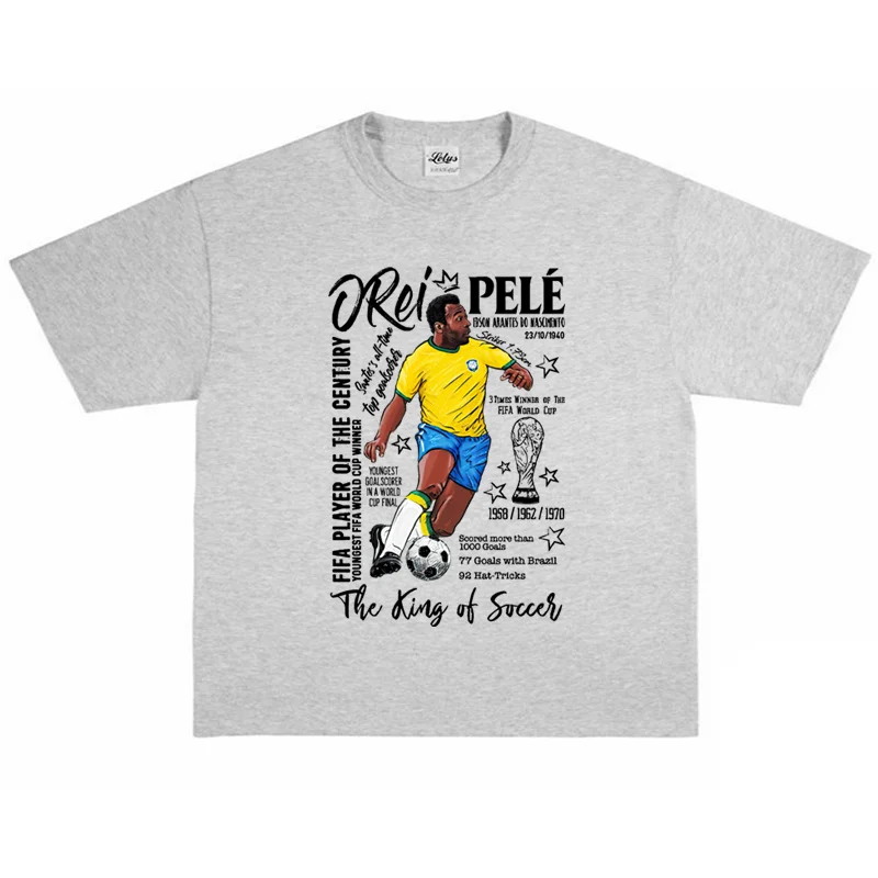 American Retro Football Star Print T-Shirt - Ball King 10 Number Loose Heavyweight Short Sleeve