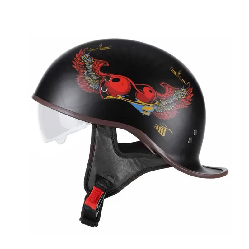 Retro Motorcycle Half Helmet Bucket Style Electric Vehicle Safety Cap Unisex Summer Protective Headgear Four Seasons Universal