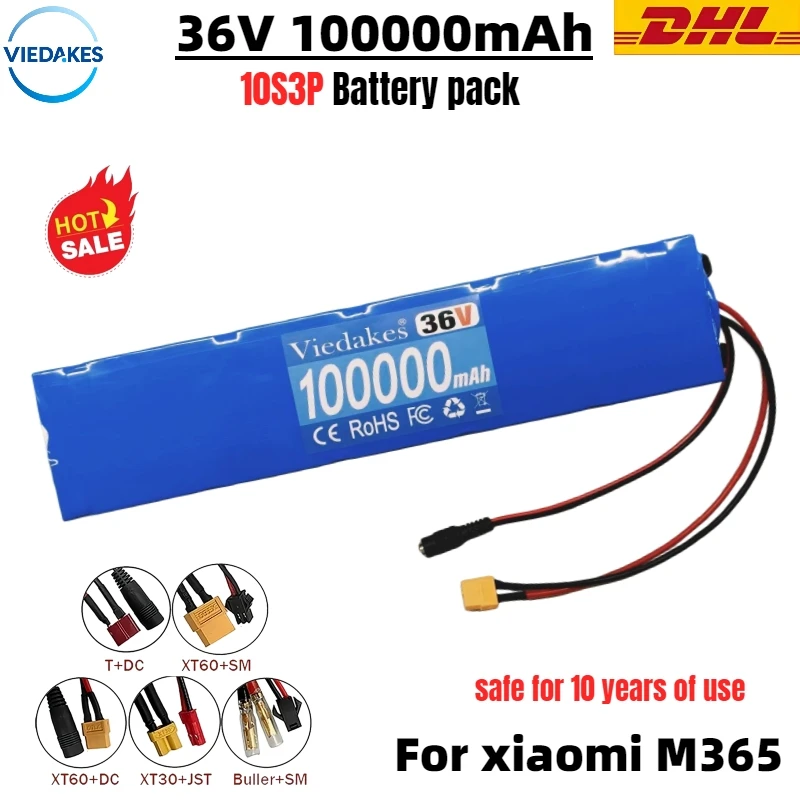 

Replacement 10S3P 36V Lithium Battery for Electric Scooter - Find Your Connector: XT60+DC, XT60+SM, XT30+JST, T+DC。