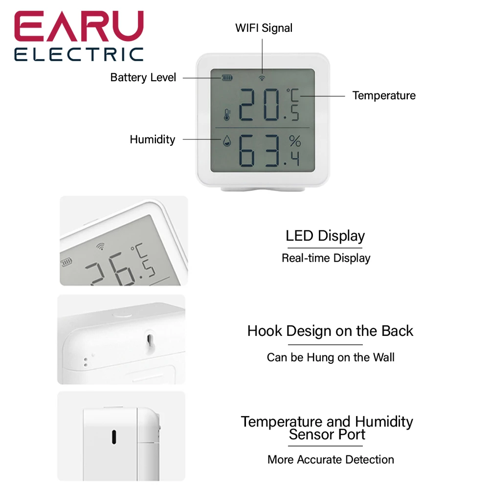 Tuya Smart Life WIFI sensore di umidità della temperatura igrometro per interni rilevatore di termometro supporto per telecomando Alexa Google Home