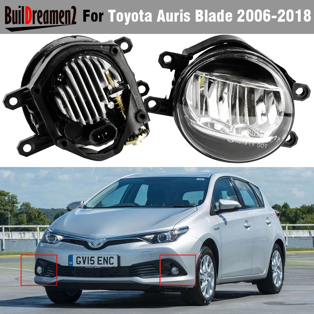 2 X High Bright LED Fog Light Assembly For Toyota Auris Blade 2006-2018 Canbus 30W 6000LM Car Left + Right Fog Lamp