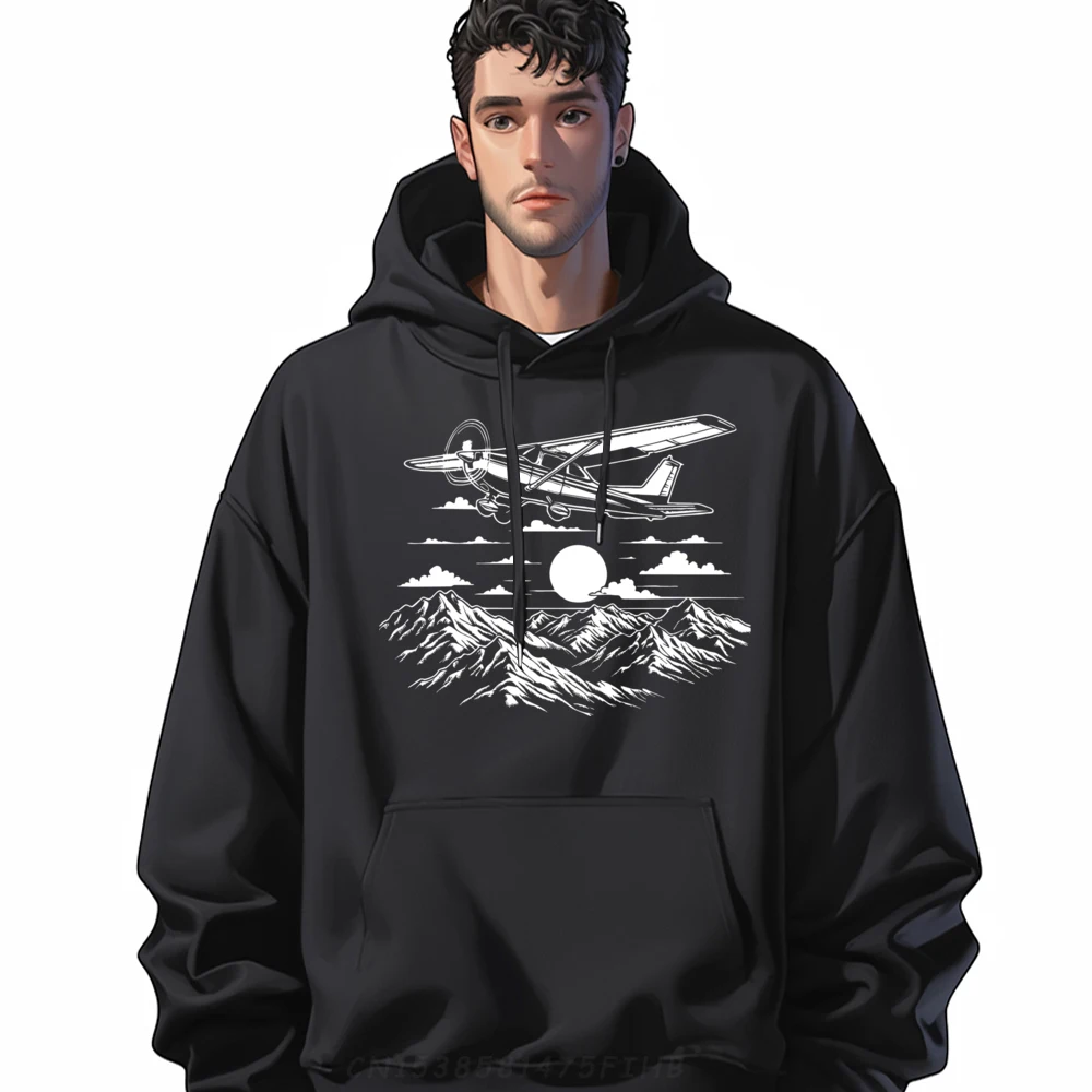 

Airplane Over Mountains Hiphop Streetwear Christmas Shirt Luxury Sweatshirts For Men