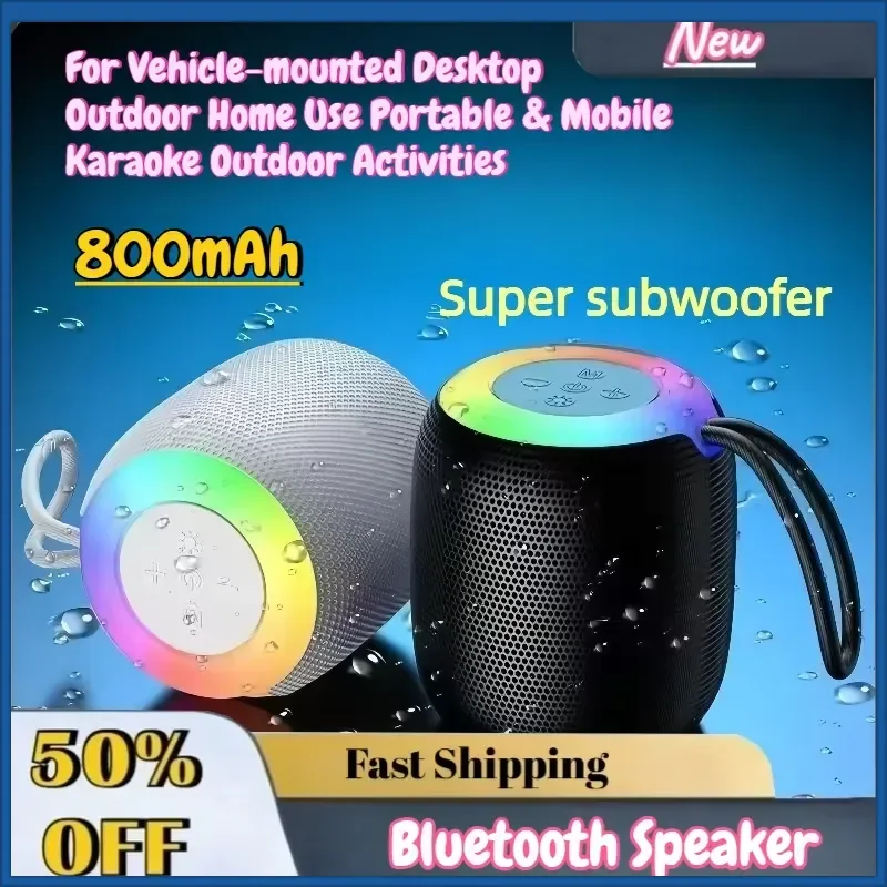 New 800mAh Mini Bluetooth Speaker for Vehicle-mounted Desktop Outdoor Home Use Portable & Mobile Karaoke Outdoor Activities