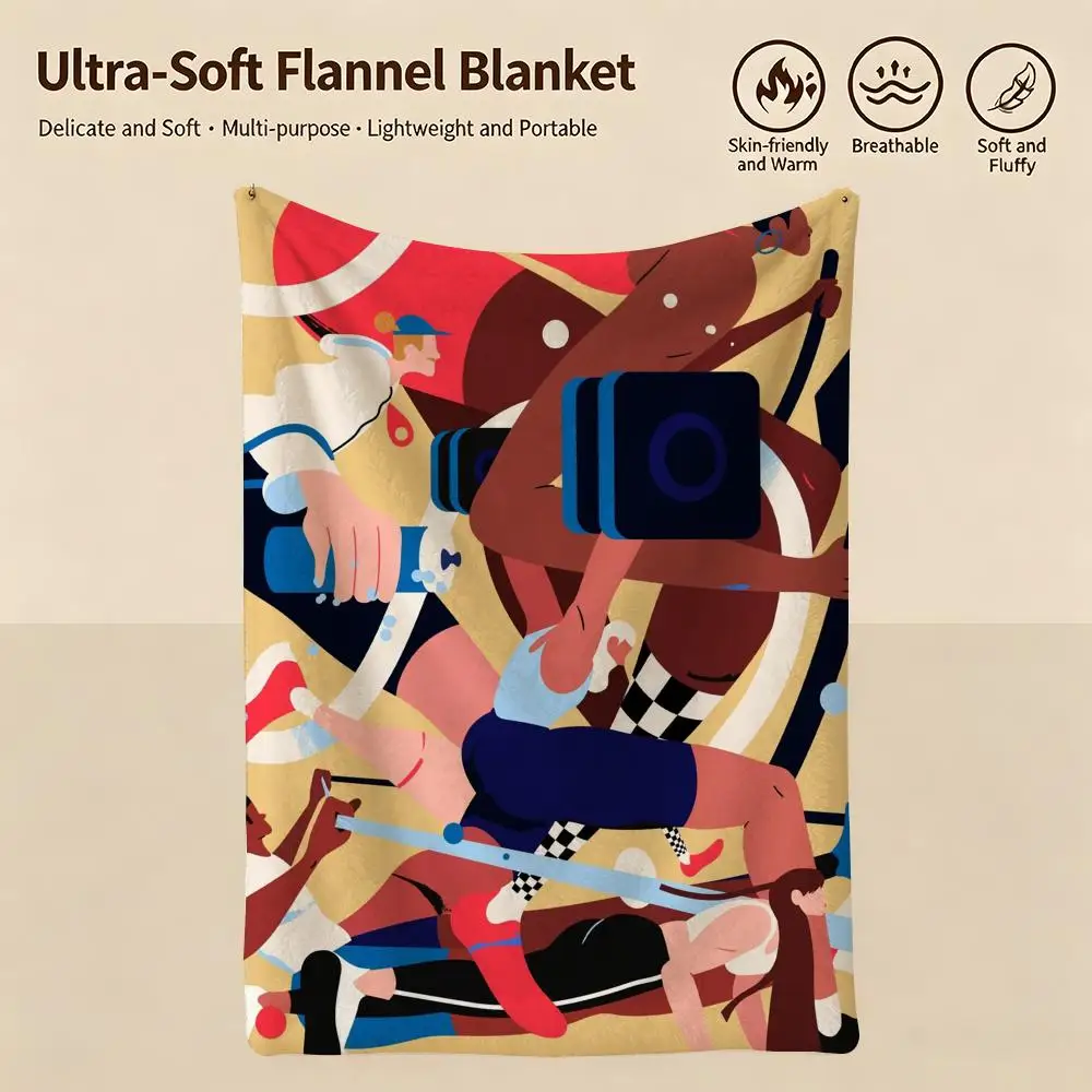 artist S-Soren Selleslagh-H Throw Warm Soft Flannel Blanket, Multi-use for Sofa Bed Camping Travel Nap