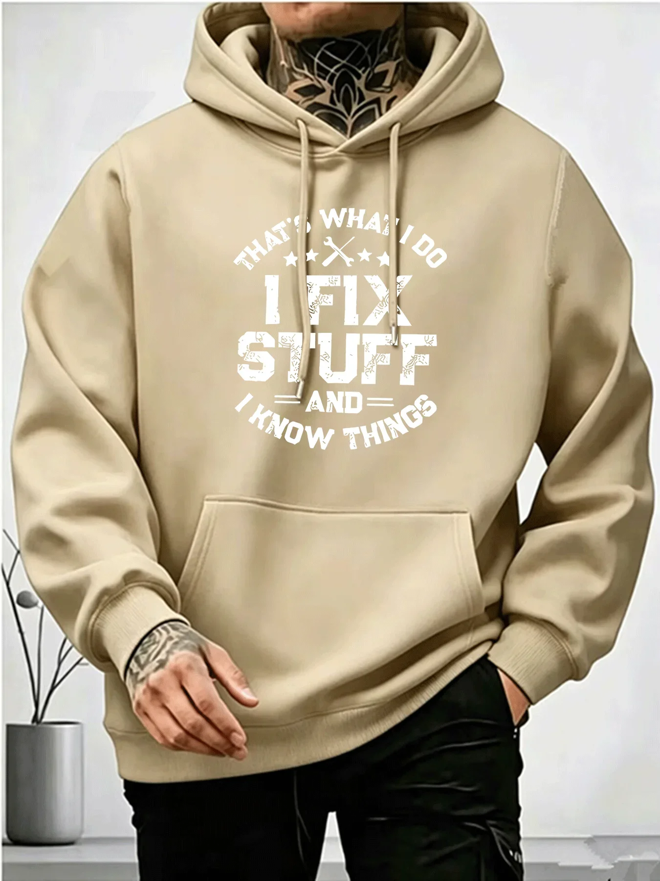 Street Style Letter Print Hoodie, Men's Loose-Fitting Casual Sports Pullover, Suitable for Everyday Sportswear, Hip-Hop Style.
