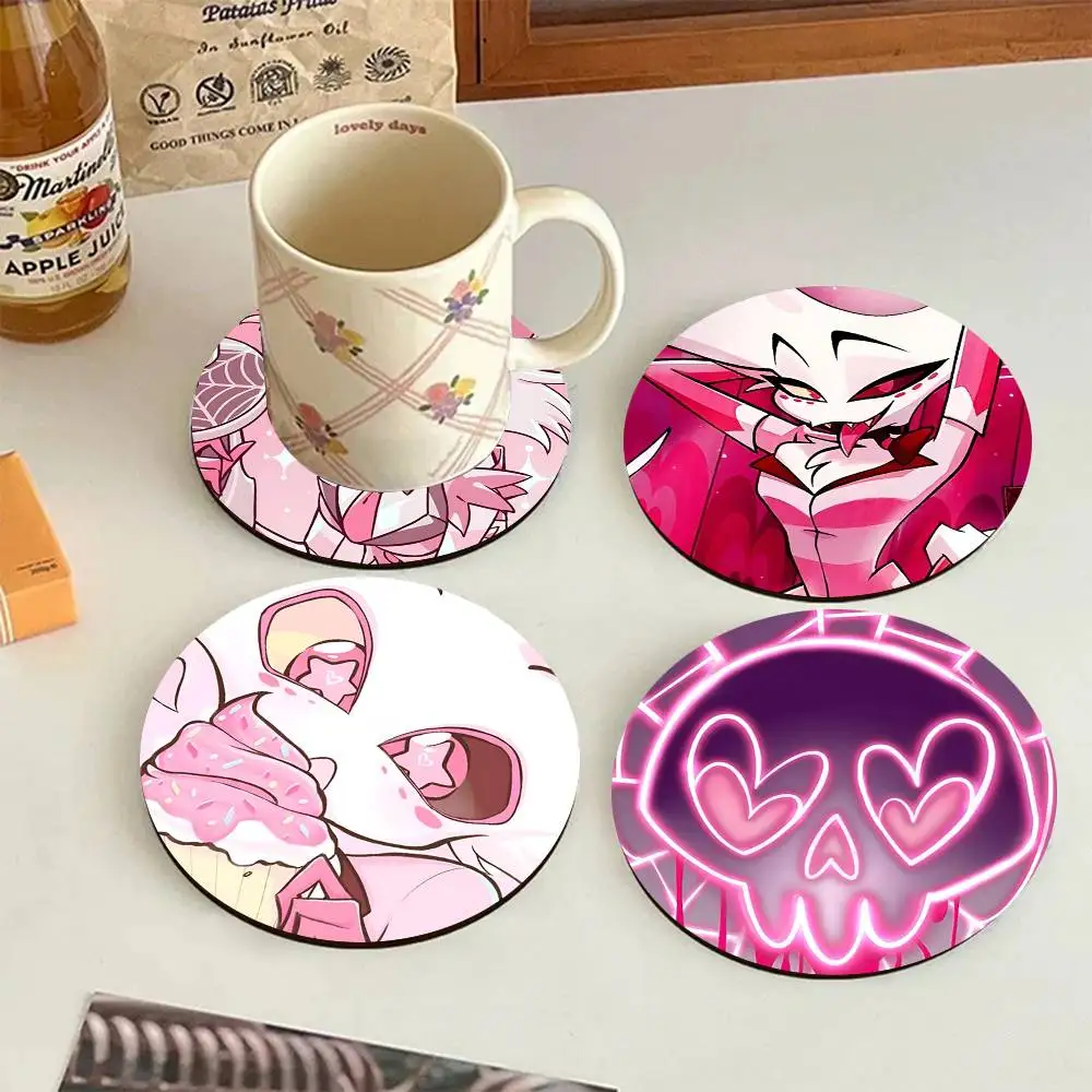 Anime H-hazbin H-hotel Angel Dust Round Wooden Coasters Suit