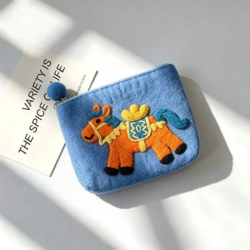 Handgefertigter Wollfilz-Münzbeutel, 3D-Cartoon-Tier-Geldbörse, Damen-Kartenhalter, Niedlicher Mini-Aufbewahrungsbeutel, Entzückende Weihnachtsgeschenke – Detail 15