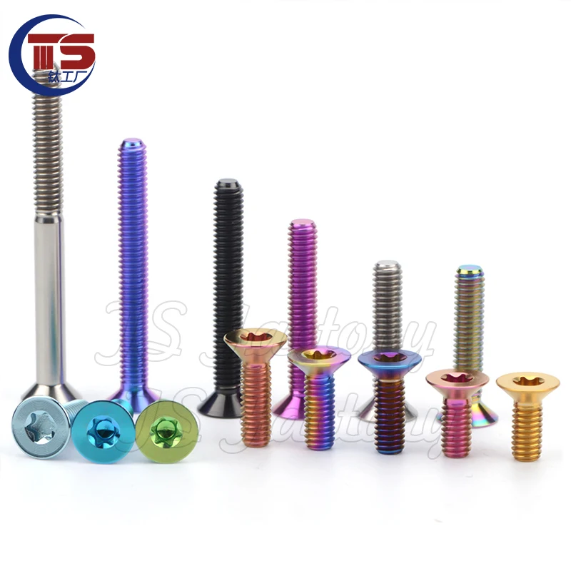 

TS （2 and 10PCS）Titanium Alloy Screw Countersunk M6X12/15/20/25/28/30/35/40mm high hardness GR5 NO rust