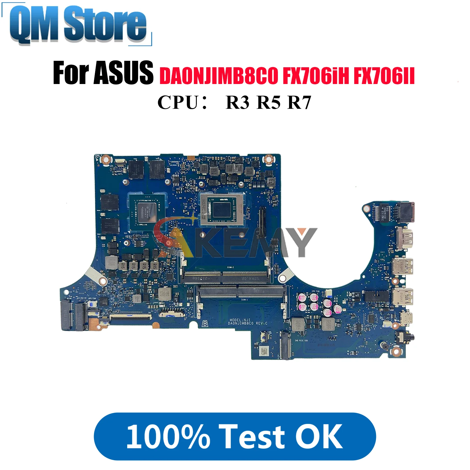 

DA0NJIMB8C0 Laptop Motherboard For ASUS TUF Gaming FA506I FX706II FX706IC FX706iH Notebook Mainboard With R3 R5 R7 CPU tests OK