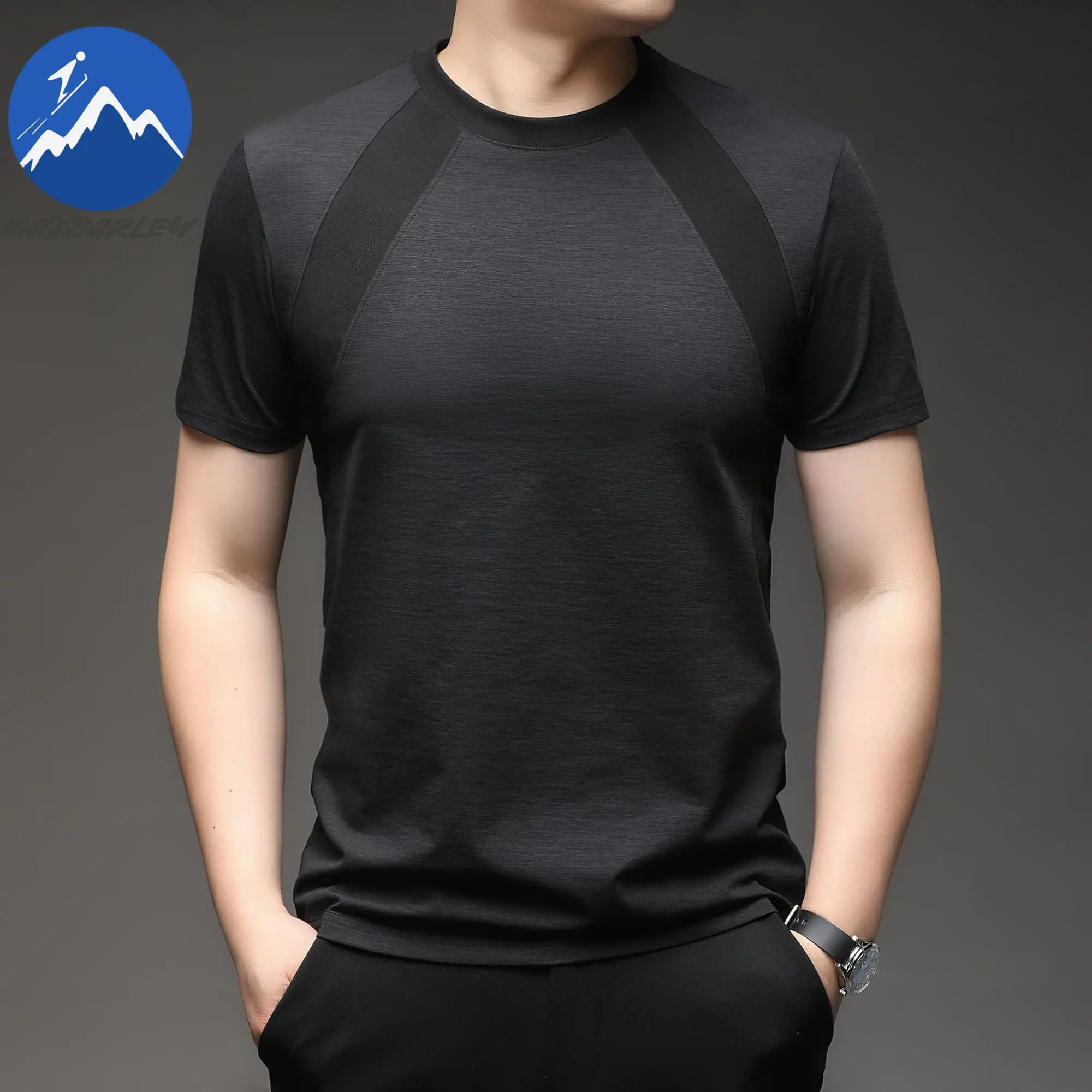 

Maxbarley Men Short Sleeve T-Shirt Polyester Crew Neck Regular Fit Quick Dry Moisture Wicking Business Casual Urban Summer Top