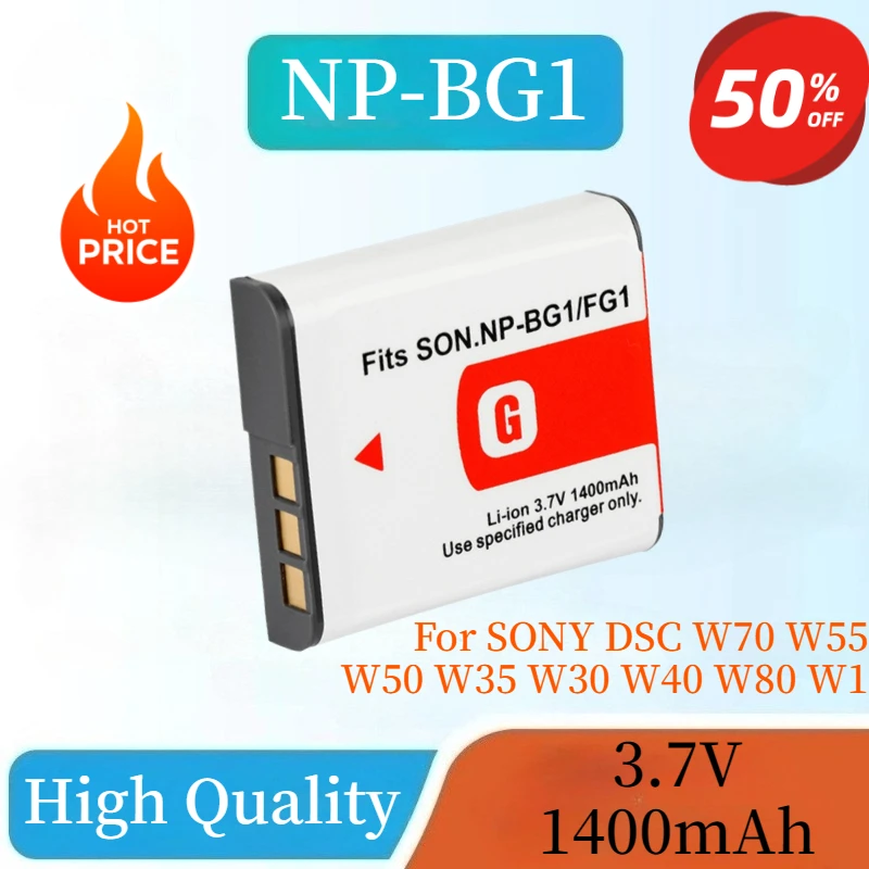 

3.7V 1400mAh Np-bg1 Battery For SONY DSC W70 W55 W50 W35 W30 W40 W80 W1 W200 W210 W130 W150 W170 W270 T20 T100 H3 High Quality