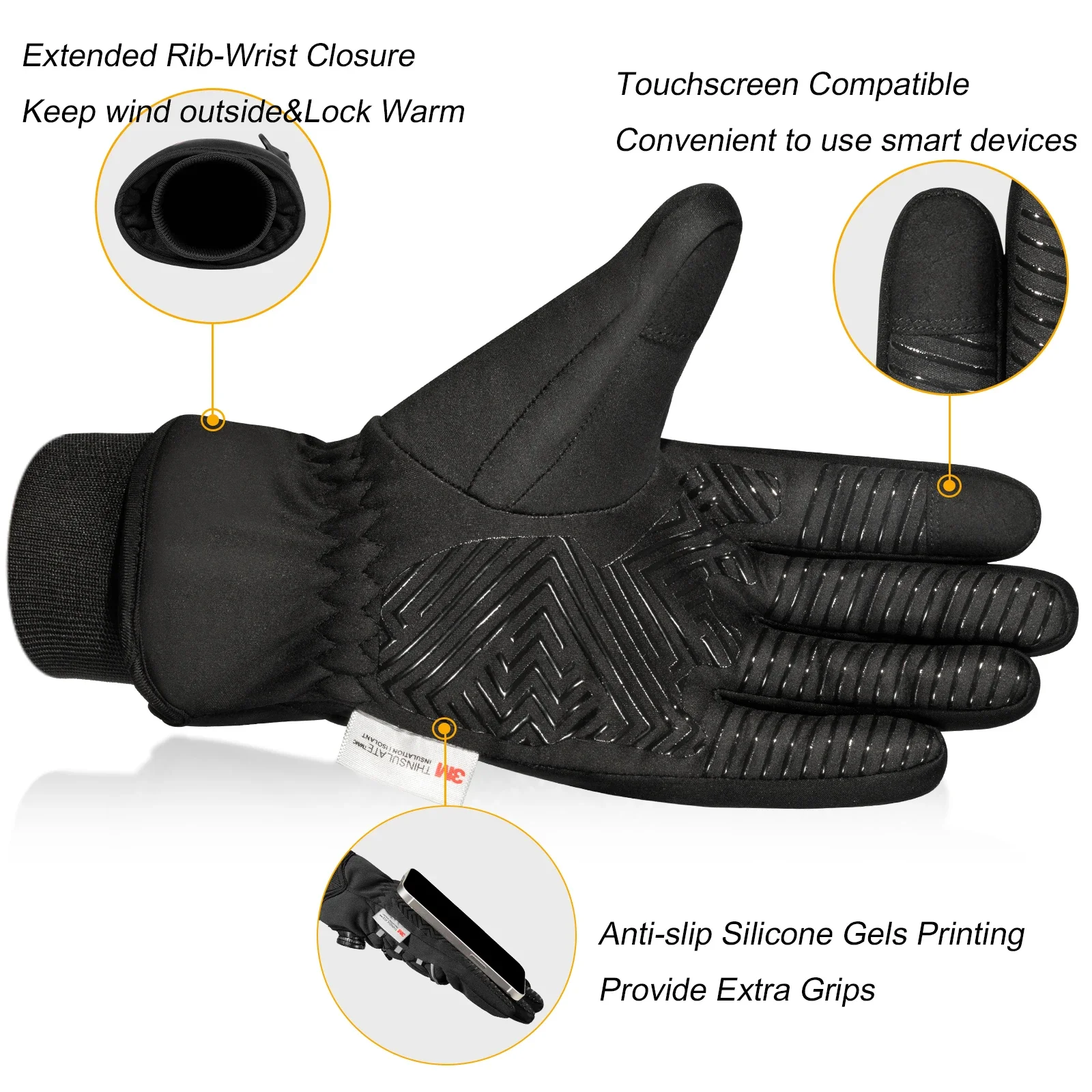 Luvas de inverno resistentes à água 3m thinsulate touchscreen térmica ao ar livre snowboard luvas de esqui motocicleta bicicleta ciclismo luvas dos homens