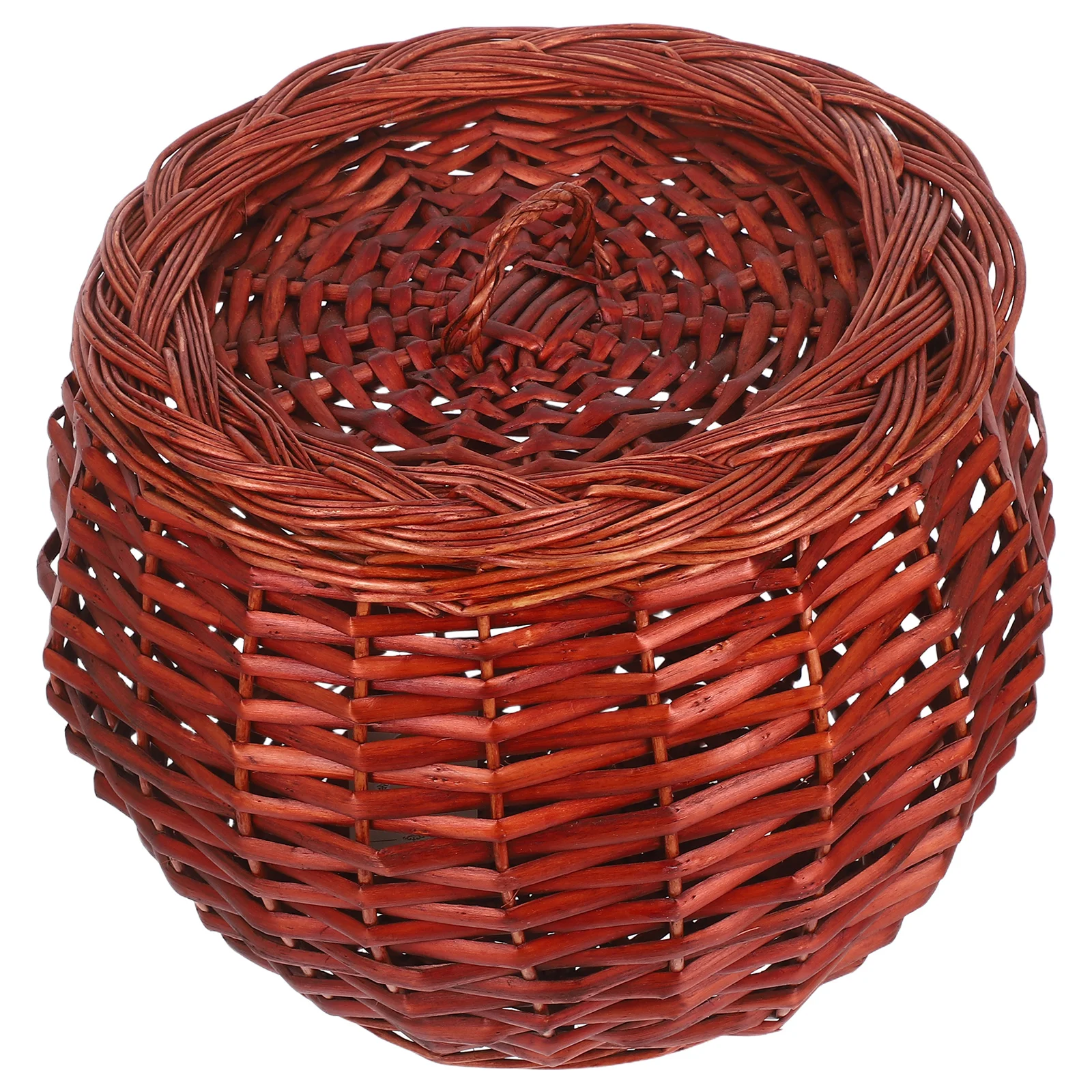 

Rustic Wicker Storage Basket With Lid Farmhouse Style Kitchen Organizer For Eggs Potatoes Fruits Household Food Basket