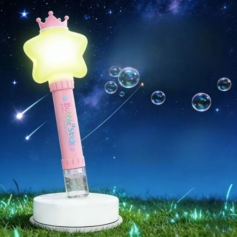 Childrens Starlight Emitting Magic Wand Bubble Machine Kids Handheld Bubble Stick Toys Outdoor Photography Wonder Birthday Gifts
