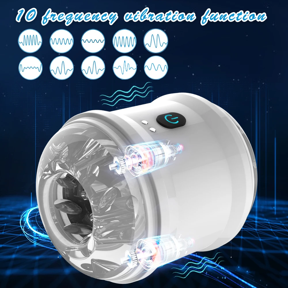 Blowjob Male Maturbator Adult Sex Toys for Men Open-Ended Vibrating Hands Free Stroker Penis Vibrator Trainer Sexual Pleasure view 2