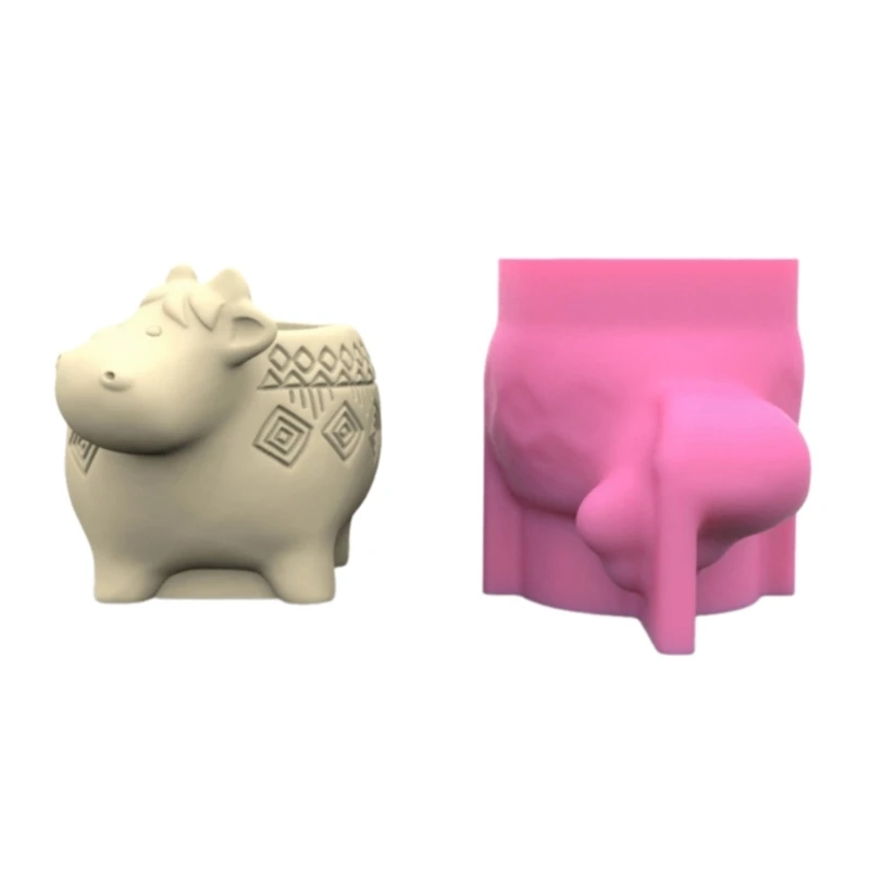 

Succulent Plant Silicone Mold Cow Shaped Flower Pots Mould Practical Concrete and Gypsum Mould for Floral Planter