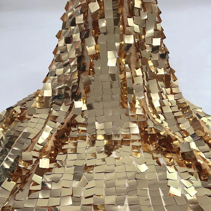 

1Yard Monochromatic Big Square Sequin Fabric Mesh Base For Women Dress DIY Party Costume Fashion Sewing Material