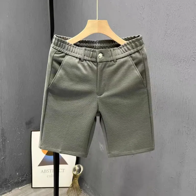 

Мужские повседневные шорты в полоску с эластичной резинкой на талии, на пуговицах, длиной до колена, с карманами