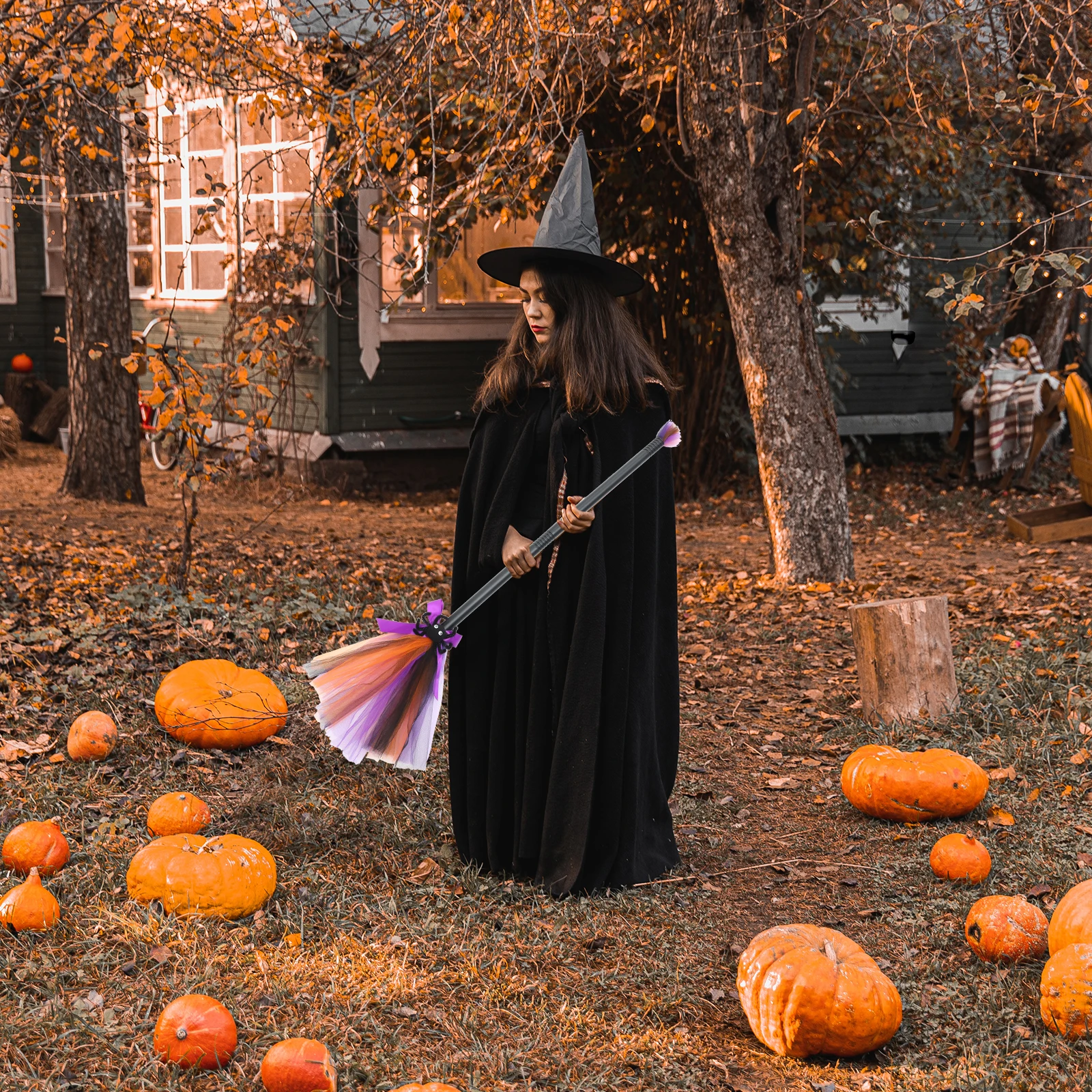 Witch Prop Plastic Cosplay For Halloween Party Costume Accessory Women Girls Witches Broom Witch Cosplay Costume Broom