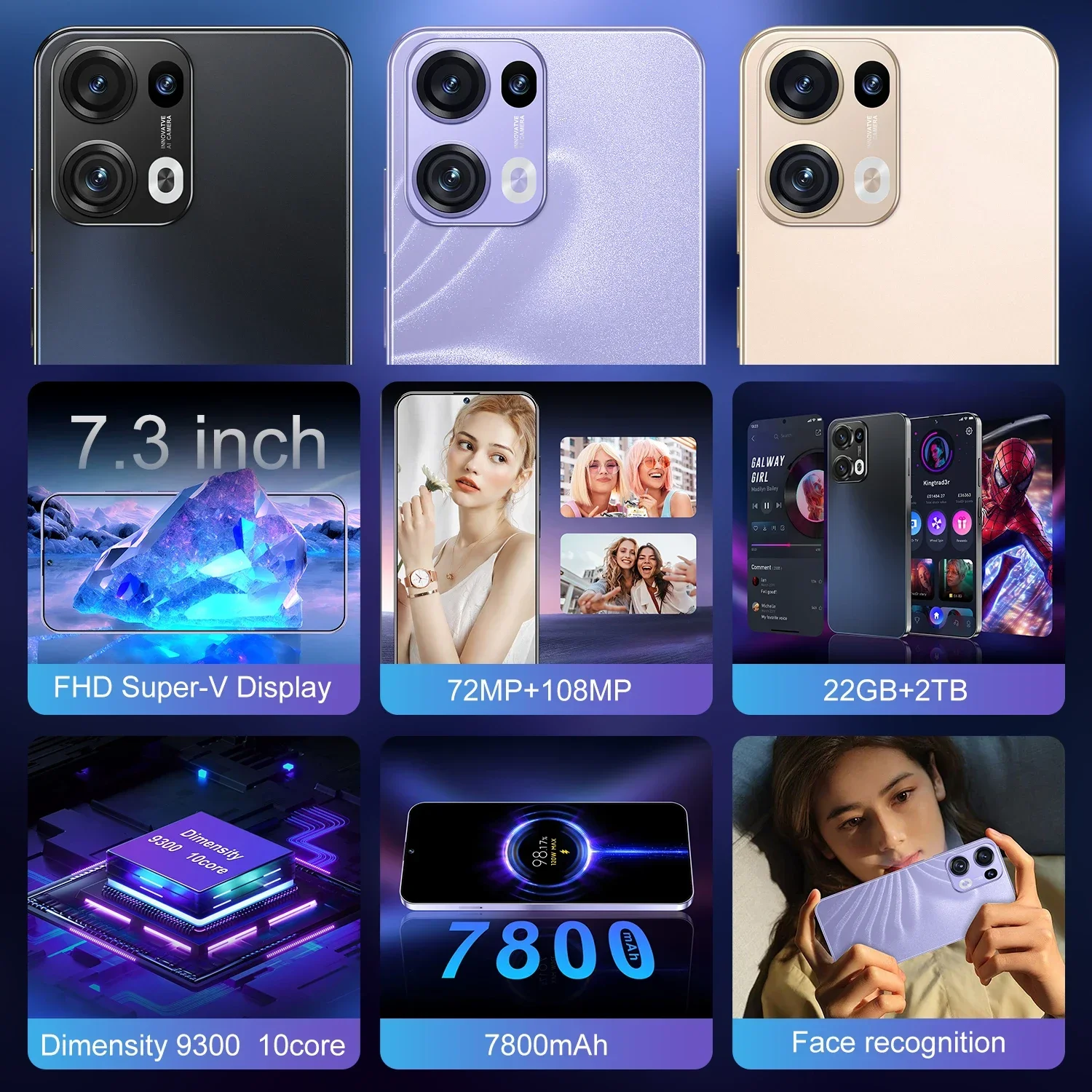 2025 High Quality For 7.3 Inch LCD Display Touch Screen AMOLED Display Panel Dynamic for Renp 13 Pro