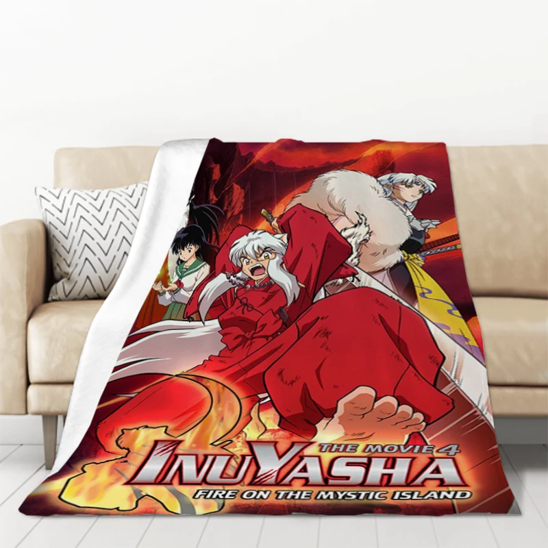 Inuyasha Custom Blanket Sofa Blankets for Winter Microfiber Bedding Knee Warm Fleece Fluffy Soft Decorative Thick Children's