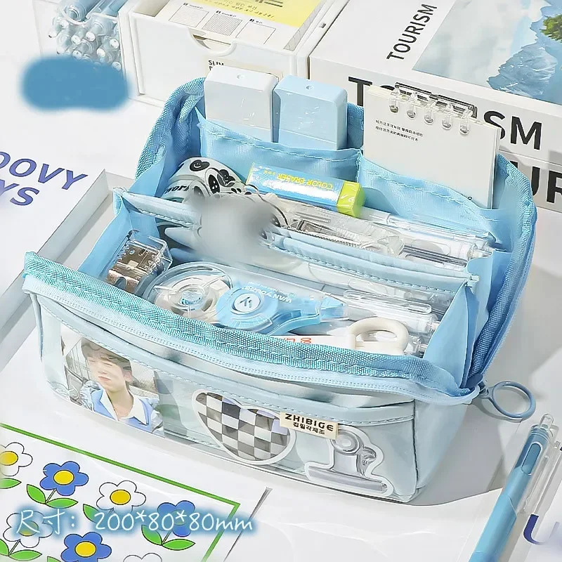 Candy Color Pencil Case Lovely Fashion Simplicity Solid Color Pencil Bag 10 Layer High Capacity Stationery Storage Bag Student