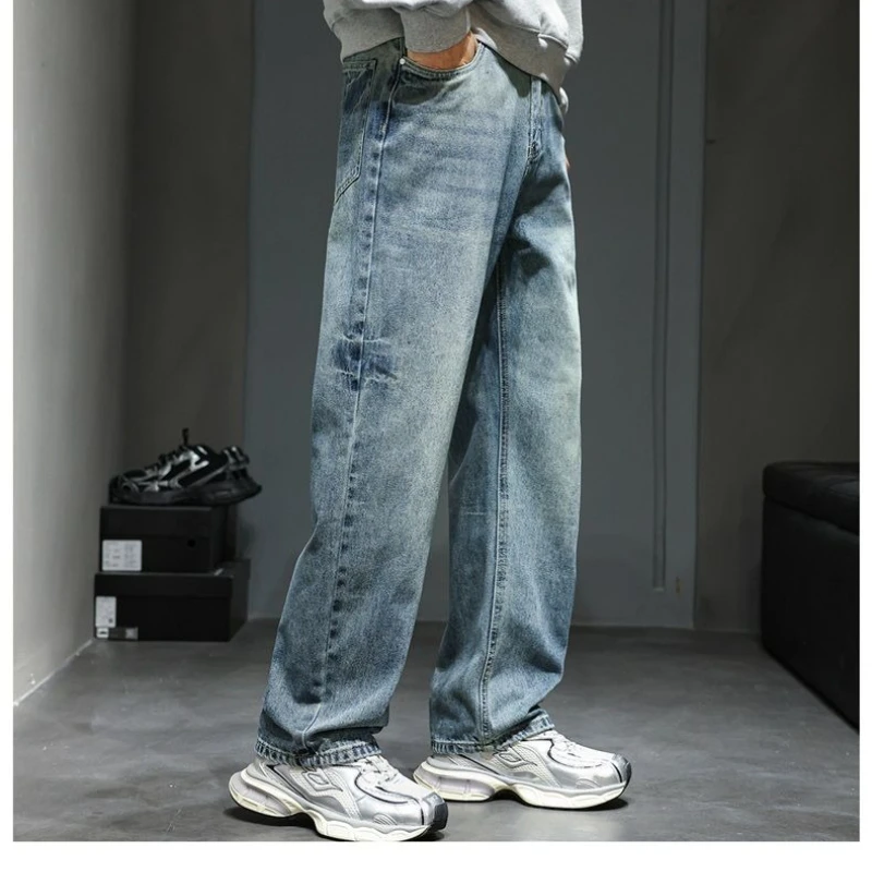 Light-colored Washed Tie-dye Technique Versatile New Autumn and Winter New Curved Knife Tie-flower Denim Men's Pants Men's Jeans