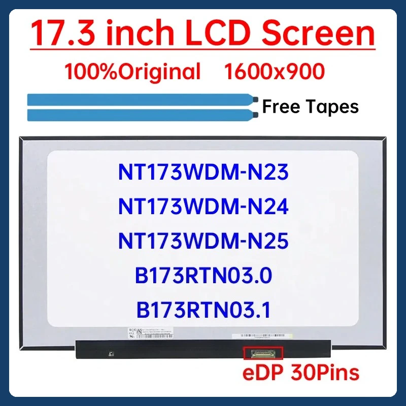 

17,3-дюймовый ЖК-экран для ноутбука NT173WDM-N23 N24 N25 B173RTN03.0 B173RTN03.1 для Lenovo ideapad 3-17ARE05 3-17IML05, матричная панель дисплея