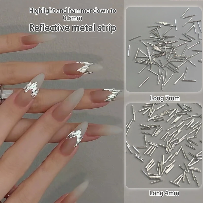 

1 Box Metal Reflective Strip Nail Decoration Shine Stereoscopic Nail Accessories Nail Painting Nail Salon Nail Artists