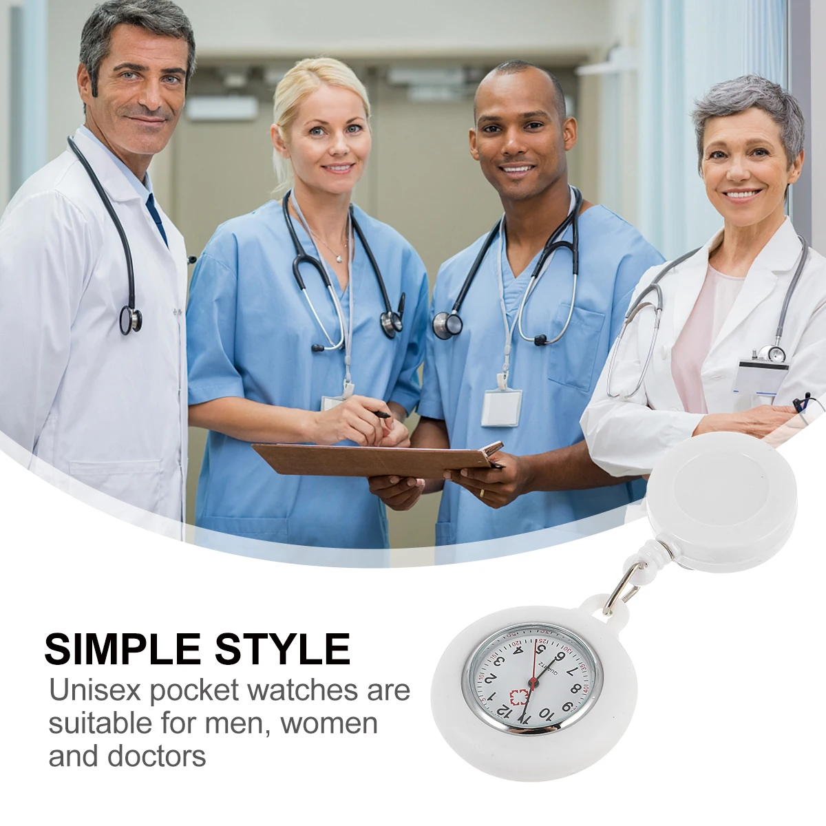 

Nurse Watch Quartz Clock Lightweight Silicone Cover Removable Washable Practical Simple Design Pocket Fob Gift