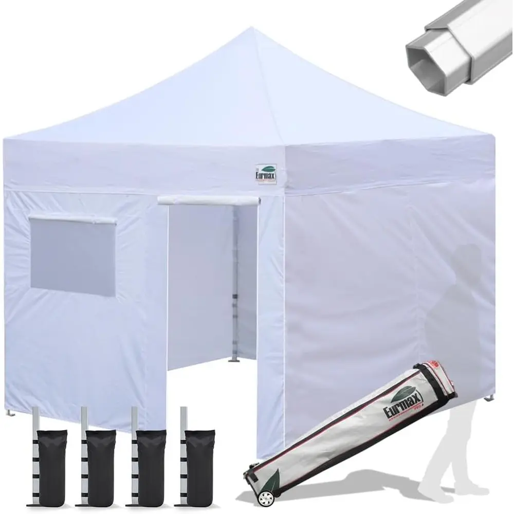 

White Commercial-Grade Outdoor Wedding Party Tent with Sides and Bonus Roller Bag