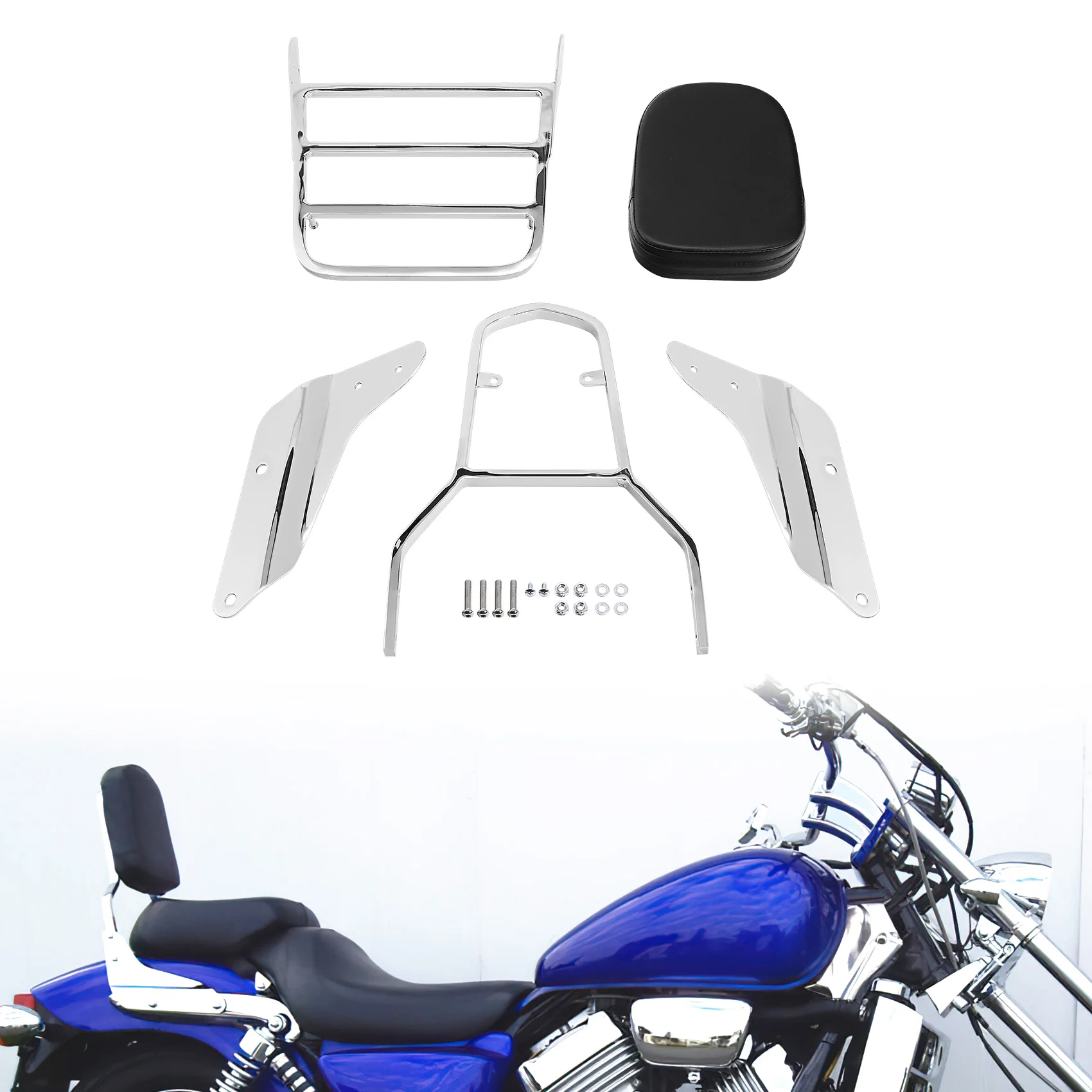 

Backrest Sissy Bar Luggage Rack Fit For Honda Magna VF 750 1994-2003 VF 250 1995-2006 Motorcycle