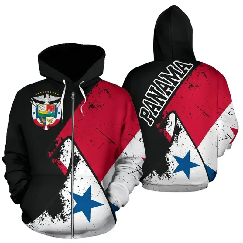 

Panama Flag Map 3D Printed Zip Up Hoodies For Men Clothes National Emblem Hoody Tracksuit Fashion Boy Zipper Hoodie Women Tops