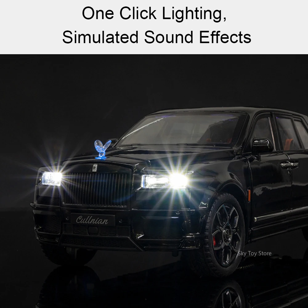 1:24 Rolls-Royce Cullinan Spectre Miniaturmodell Spielzeug Druckguss-Legierung Autotüren geöffnet Sound Licht zurückziehfahrzeug für Kinder Geschenk