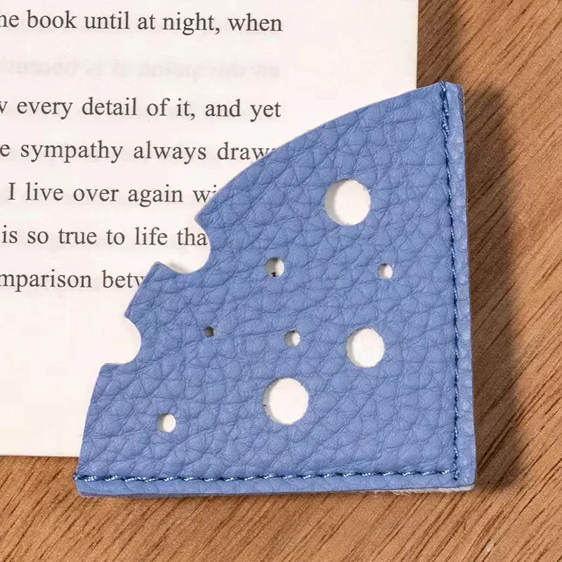 

2pcs Cute cheese style bookmark creative book corner protective cover simple student PU leather bookmark portable book page clip